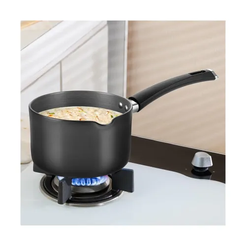Image of Borosil 1.5 L (14 cm) Hard Anodized Spout Sauce Pan | Aluminium Grade 3003 | Glossy Exterior & Matt Interior | Even Heat