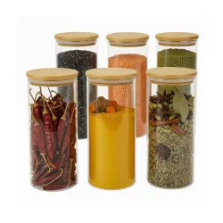 Borosilicate Glass Jars with Bamboo Lids | Airtight Food Grade Containers | Durable Storage Jars for Snacks, Spices, Tea