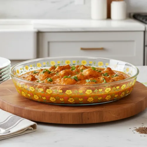 Image of Borosilicate glass microwave-safe oval baking tray