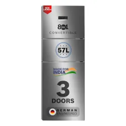 Bosch 302L, 3 Star, MaxFlex Convert Frost Free Triple Door Refrigerator | 8-in-1 Convertible Storage Modes | 57L Extra Convertible Zone | Cool Extend up to 18 hours (CMC33K03NI, Smokey Steel)