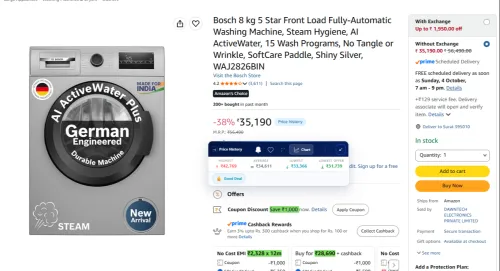 Image of Bosch 8 kg 5 Star Front Load Washing Machine