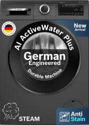 BOSCH 9 kg Fully Automatic Front Load with In-built Heater Grey 