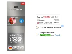 Bosch MaxFlex Convert 303L Triple Door Refrigerator