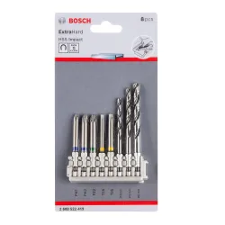 Bosch Professional Extra Hard, 65Mm Screwdriver Bits And Pointteq Metal Drill Bits Set, Pack Of 8