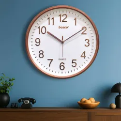 BOSCO Analog 30 cm X 30 cm Wall Clock (Beige, With Glass, Standard)