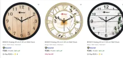 BOSCO Analog Wall Clocks at Starting @ ₹395