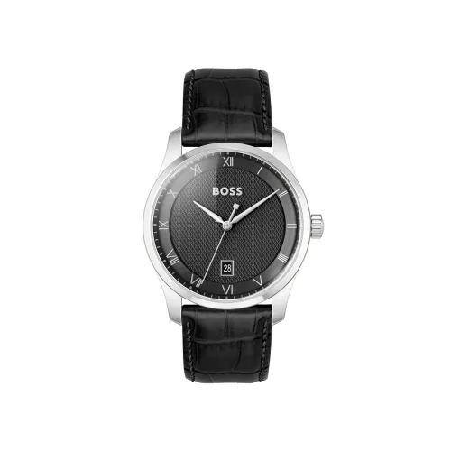 Image of Boss Principle Qtz Basic Calendar Black Round Dial Men's Watch