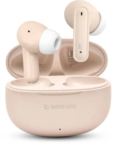Image of Boston Levin ProPods-Gen3.1,BT 5.3,ENC,50ms LowLatancy,T-C Charging,IPX5,Upto40H Pytime White Bluetooth  (Pearl White, I