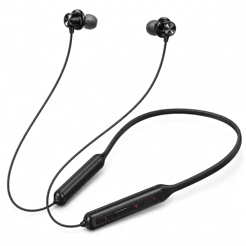 Image of Bouncefit Bluetooth Wireless Magnetic Neckband Earphones with Mic (Black)