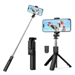 Bouncefit R1 Extendable Selfie Stick with Wireless Bluetooth Remote and Tripod Stand