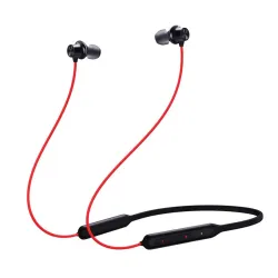 Bouncefit Bluetooth Wireless Mangentic On/Off Neckband, 40 Hours Continuous Playback Battery, Fast Charge, IPX7, Low Latency, Active Noise Cancellation, Earbuds with Mic Earphones (Red)