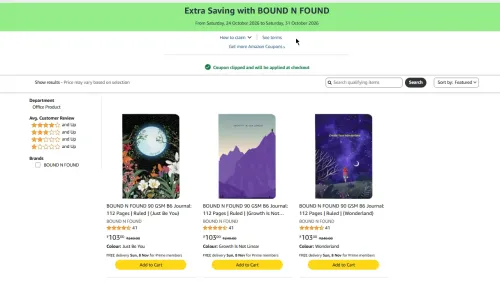 Image of BOUND N FOUND 90 GSM B6 Journal: 112 Pages starting at ₹103
