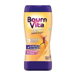 Bournvita Zero Added Sugar Nutrition Drink, 500g Jar | No Added Sugar, No Added Preservatives | 19 Essential Nutrients f