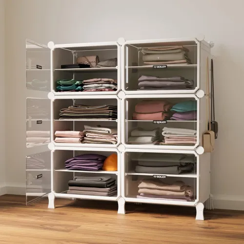Image of BOXJOY 12-Shelf Foldable Cloth Wardrobe White