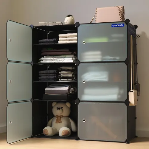 Image of BOXJOY 12 Shelf Plastic Almirah Wardrobe Racks with Door Magnets 