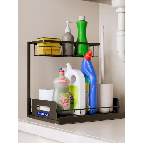 Image of BOXJOY 2 Tier Metal Under Sink Organiser | Bathroom & Kitchen Organisers