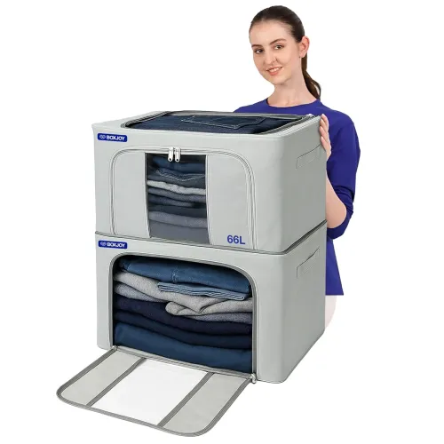 Image of BOXJOY 66L Foldable Steel Clothes Storage Organizer Pack 2