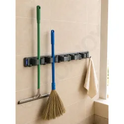 BOXJOY Broom & Mop Hanger for Bathroom Without Drilling Wall Mount Holder