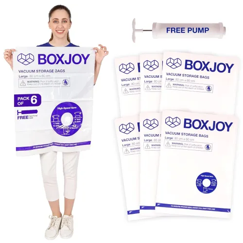 Image of BOXJOY Pack of 6 Large Transparent Vacuum Storage Bags
