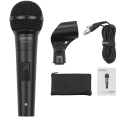 Boya BY-BM58 Professional Cardioid Dynamic Microphone with 5 metre XLR Cable, Microphone Mount & Carrying Bag. Inbuilt p