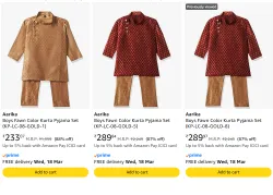 Boys Fawn Kurta Pyjama Set @ Starting ₹233
