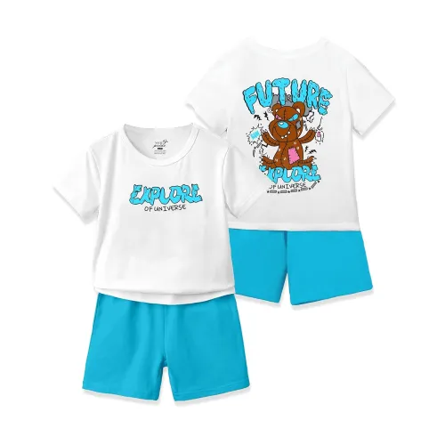 Image of Boy's Premium Cotton Printed T-Shirt Shorts Set
