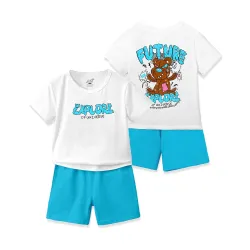 Boys Premium Cotton Printed T-Shirt Shorts Set