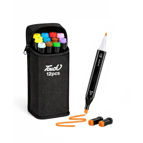 Image of Brand Conquer Dual Tip Colorful Art Markers Sketch Pens With Carrying Case