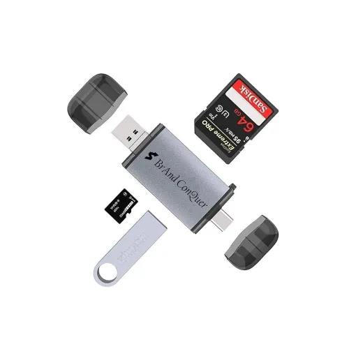 Image of Brand Conquer Metal Body 6 in 1 with OTG, SD Card Reader, USB Type C