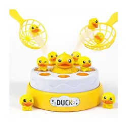 Brand Conquer Rotation Bounce Catch Game for Kids, Automatic Launching Toy with 360° Clockwise Rotation, Music, 8 Mini Figures & 2 Catch Baskets, Interactive Indoor Family Game (Duck Catch G...