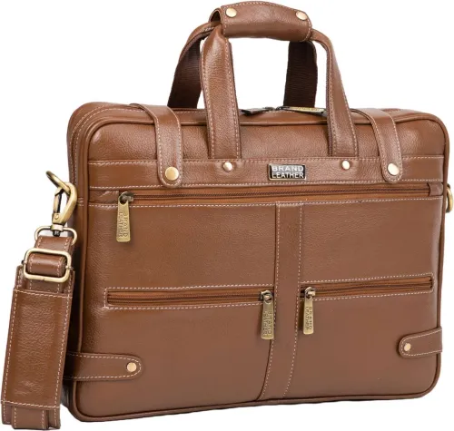 Image of BRAND LEATHER Men Grey Messenger Bag