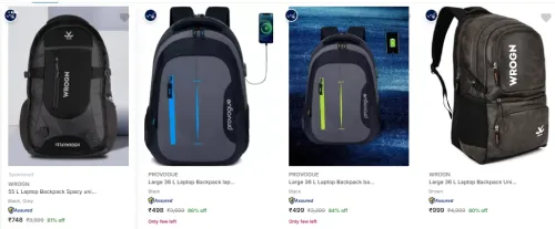 Image of Branded Backpacks at minimum 85% Discount
