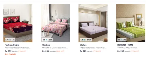 Image of Branded Double Bedsheets Starting at ₹209