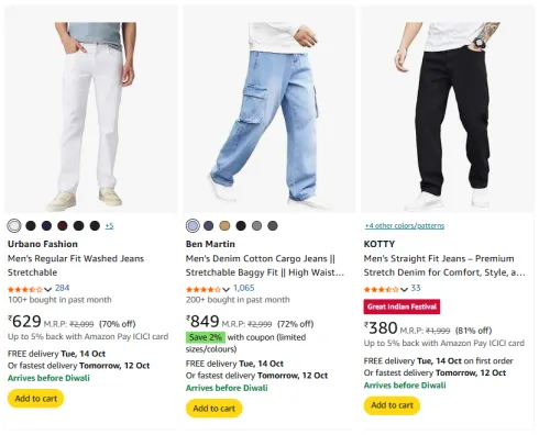 Image of Branded Men Jeans Starting @ ₹380