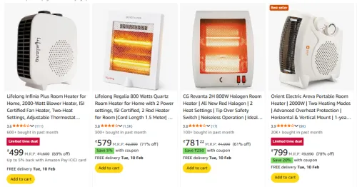 Image of Branded Room Heaters Starting @ ₹499