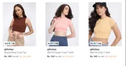 Branded Women Round Neck Crop Top starting @ ₹149