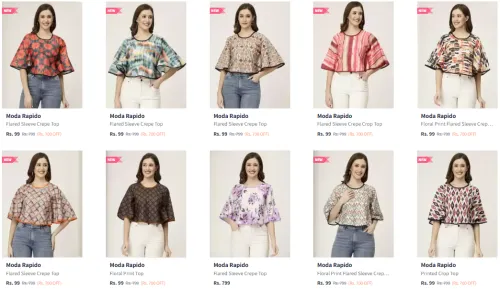 Image of Branded Women's Crepe Crop Top Starting At @ ₹99