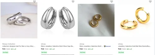 Image of Branded Women's Earrings upto 93% Discount | Starting at ₹39