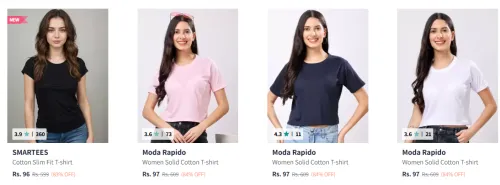 Image of Branded Womens T-Shirts starting at ₹96