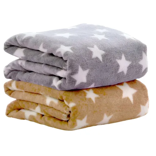 Image of BRANDONN Fleece New Born All Season Ultrasoft Single Baby Blanket for Babies (Beige/Grey, Pack of 2, Reversible)