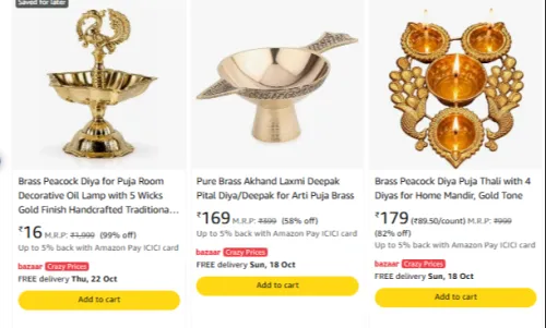 Image of Brass Peacock Diya for Puja at up to 99% Discount