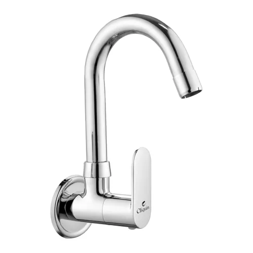 Image of Brass Sink Cock for Kitchen, 360 Degree Swivel Spout Single Lever Wall Mount