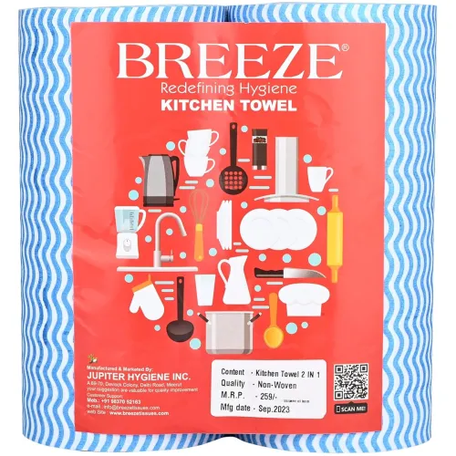 Image of BREEZE Non-Woven Zig Zag 40 Sheets / pack 80 Pulls Kitchen towel
