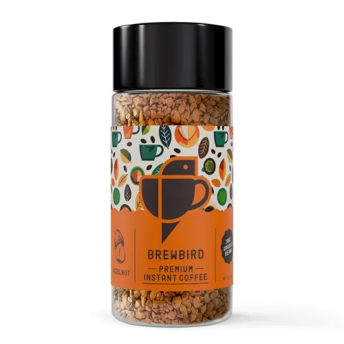 Image of Brewbird Premium Hazelnut Instant Coffee Powder (100 Grams) | No Sugar | Strong Rich Aroma | 100% Fresh Arabica Beans Fo