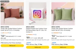 BRICK HOME Cushion Cover Starting @ ₹56