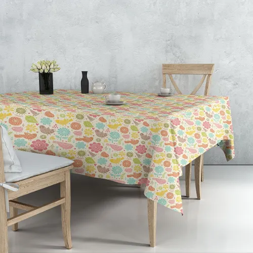 Image of BRICK HOME Floral Printed Poly Cotton 4 Seater Table Cover
