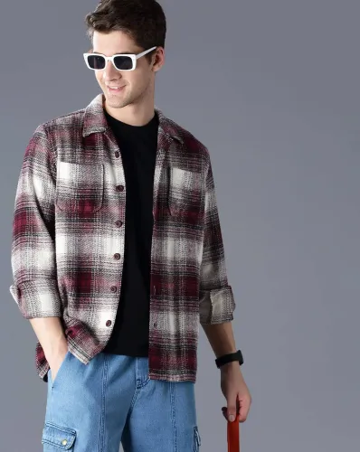 Image of BRITISH CLUB Men Checked Oversized Fit Shacket