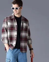 BRITISH CLUB Men Checked Oversized Fit Shacket