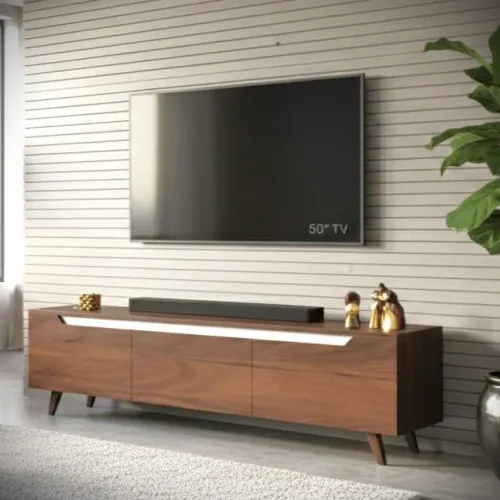 Image of Brito Engineering Wood Floor Standing TV Entertainment Unit Set 