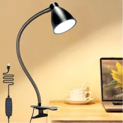 Brolaviya 10W LED Reading Desk light Lamp with USB Powered, 38 LEDs, Gooseneck Clip Metal body, 3 Color Temperature Mode